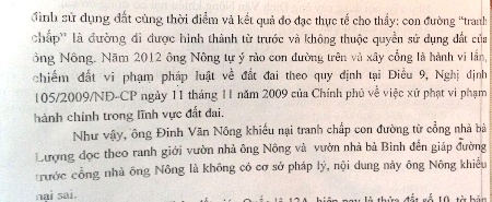 Nội dung ông Nông khiếu nại tranh chấp đất được UBND huyện Tuyên Hóa trả lời là sai